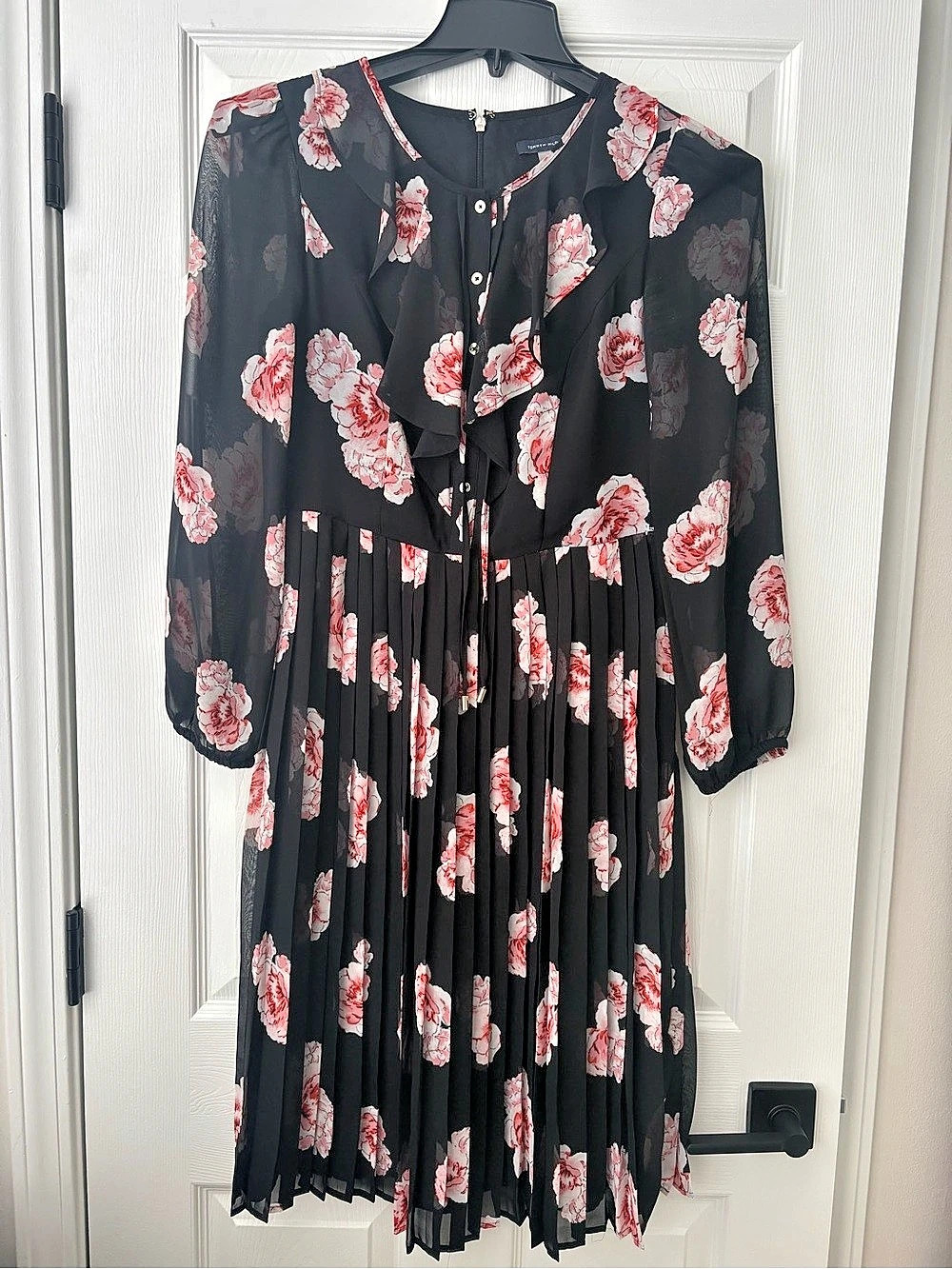 Tommy Hilfiger Floral Midi Dress Black & Pink Size 2
